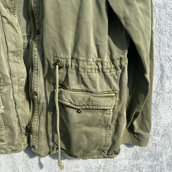 Lucky Brand Green Utility Military Jacket Large Cotton Jacket Cargo Pockets - Picture 5 of 11